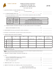 Document preview: Form 1120W-ME Corporate Income Tax Estimated Tax Worksheet - Maine