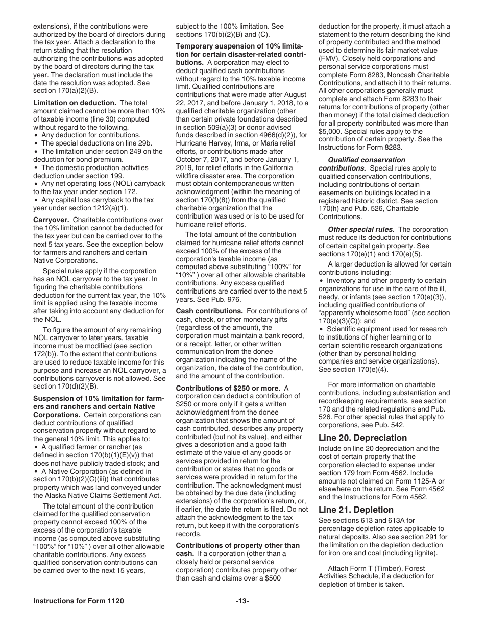 Instructions for IRS Form 1120 U.S. Corporation Income Tax Return, Page 13
