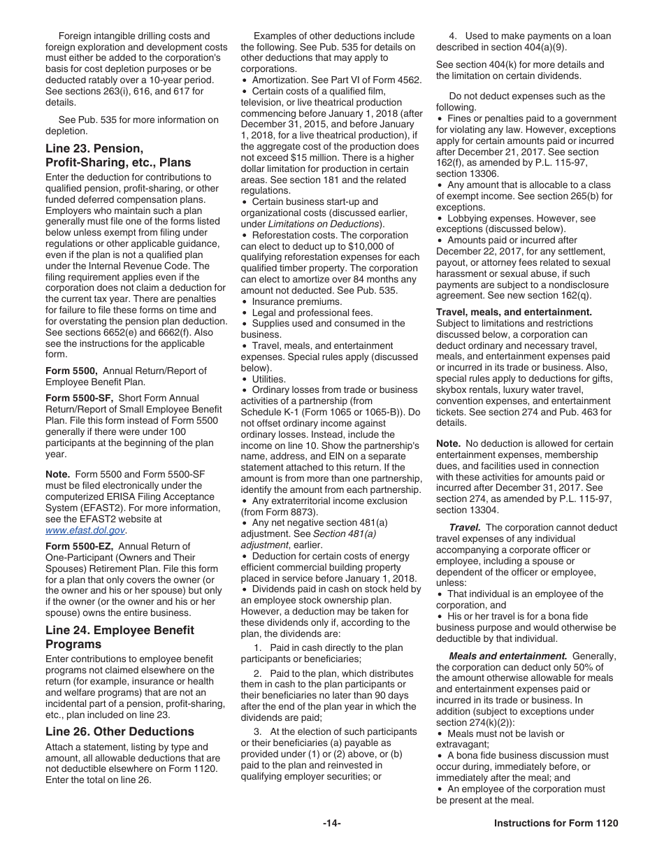 Instructions for IRS Form 1120 U.S. Corporation Income Tax Return, Page 14