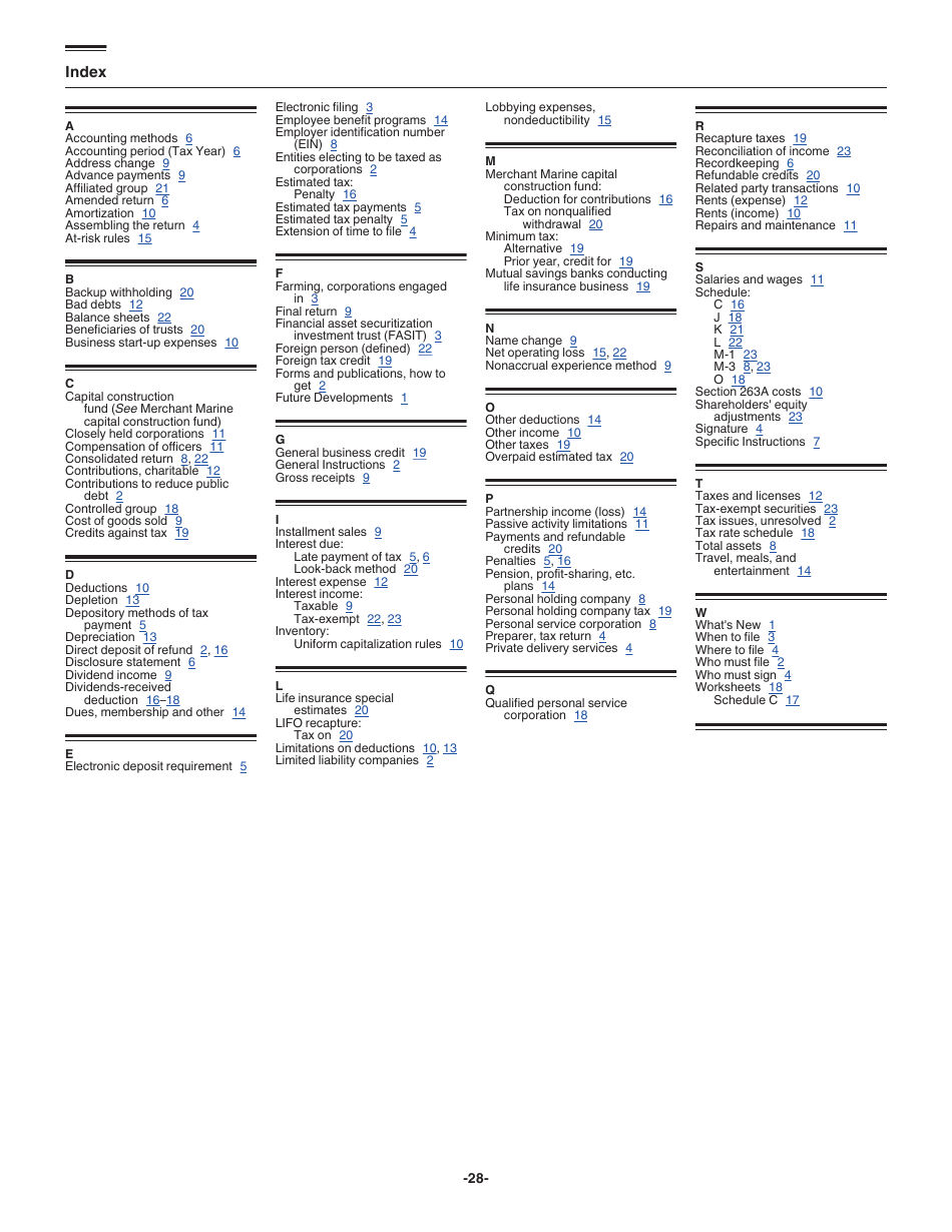 Instructions for IRS Form 1120 U.S. Corporation Income Tax Return, Page 28
