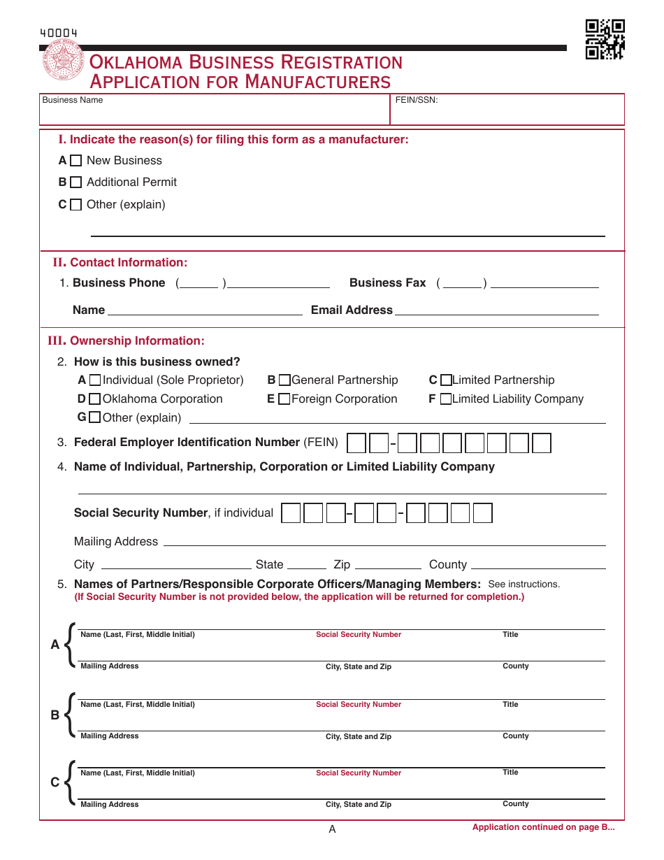 OTC Form M Oklahoma Business Registration Packet for Manufacturers - Oklahoma, Page 13