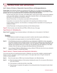 OTC Form M Oklahoma Business Registration Packet for Manufacturers - Oklahoma, Page 9