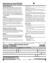 Document preview: Form FTB3576 (PIT) Pending Audit Tax Deposit Voucher for Individuals - California