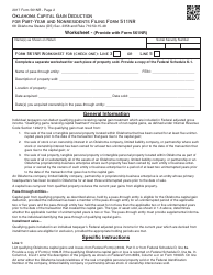 OTC Form 561NR Oklahoma Capital Gain Deduction for Part-Year and Nonresidents Filing Form 511nr (Qualifying Assets Held for the Applicable 2 or 5 Year Period) - Oklahoma, Page 2