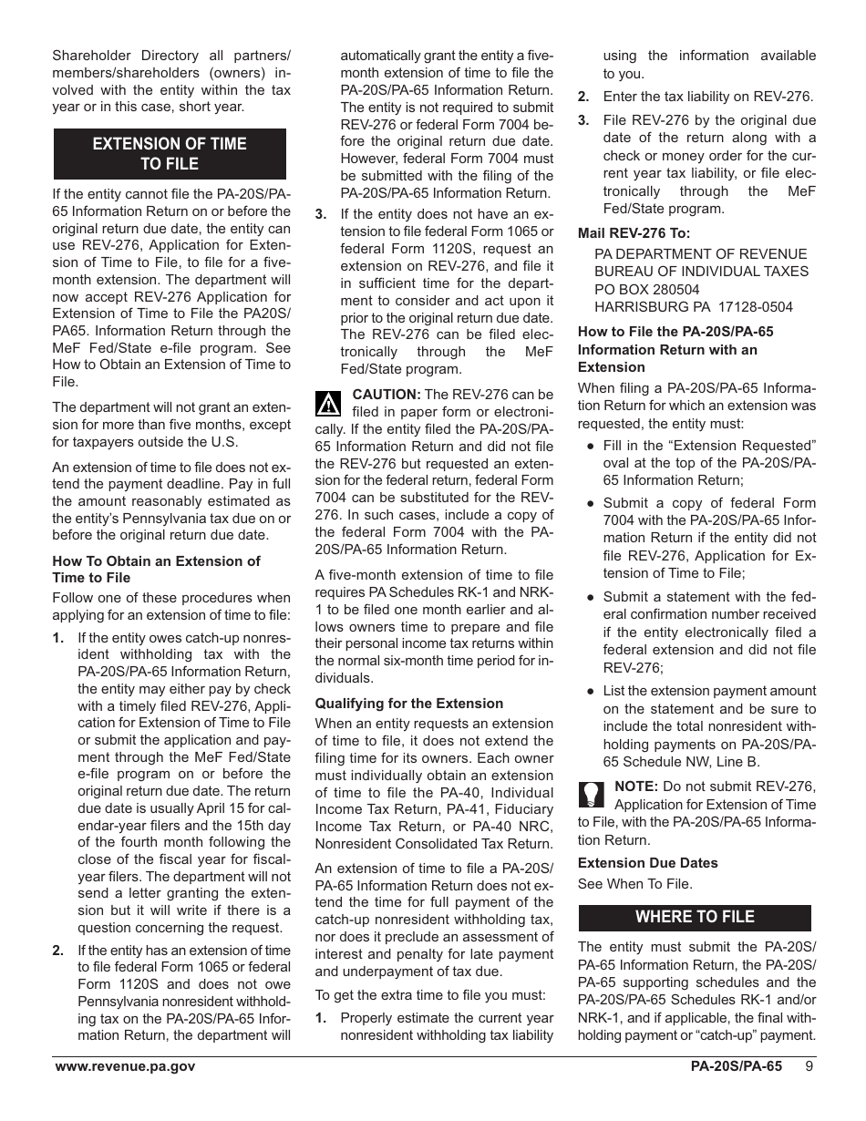 Form PA-20s / 65 Pa S Corporation / Partnership Information Return - Pennsylvania, Page 13
