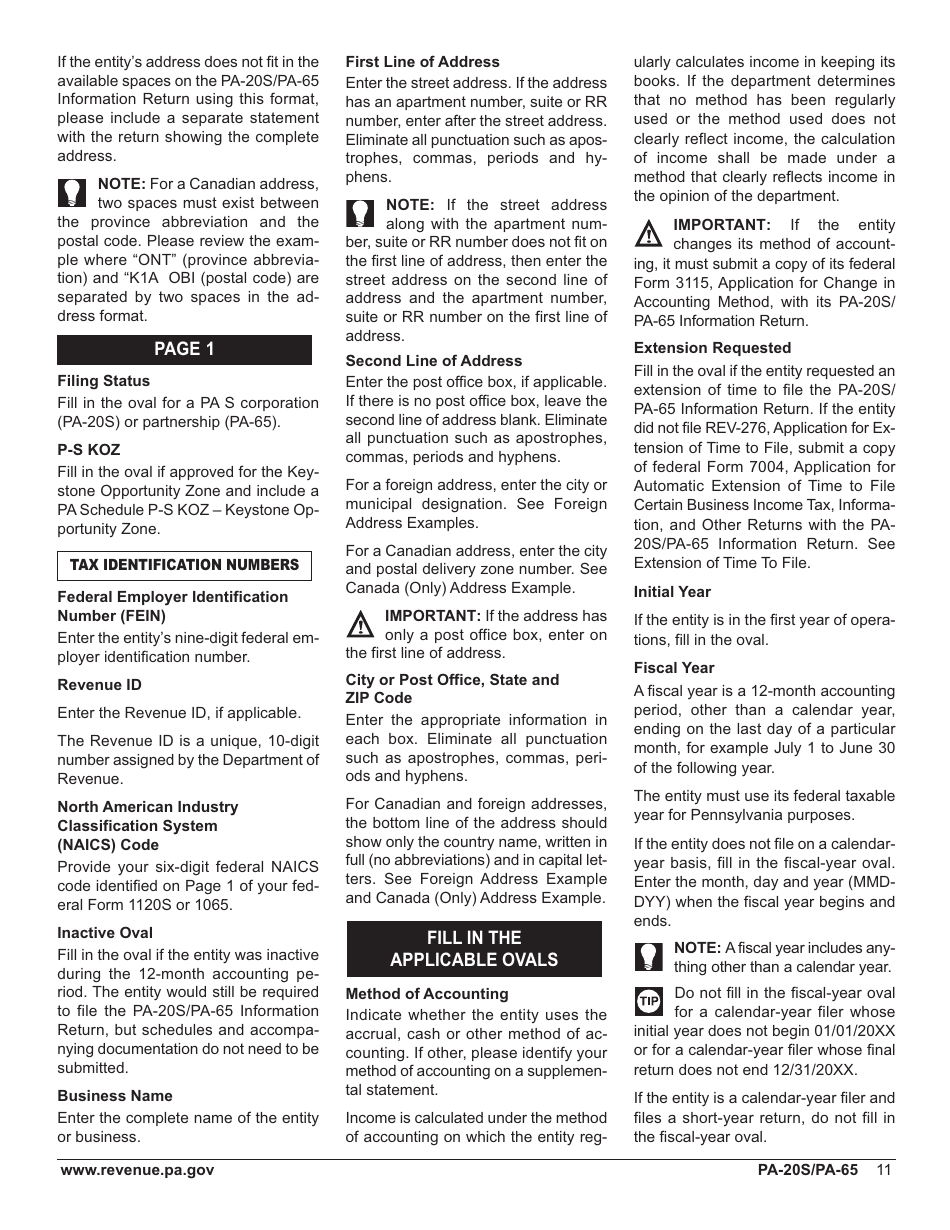 Form PA-20s / 65 Pa S Corporation / Partnership Information Return - Pennsylvania, Page 15