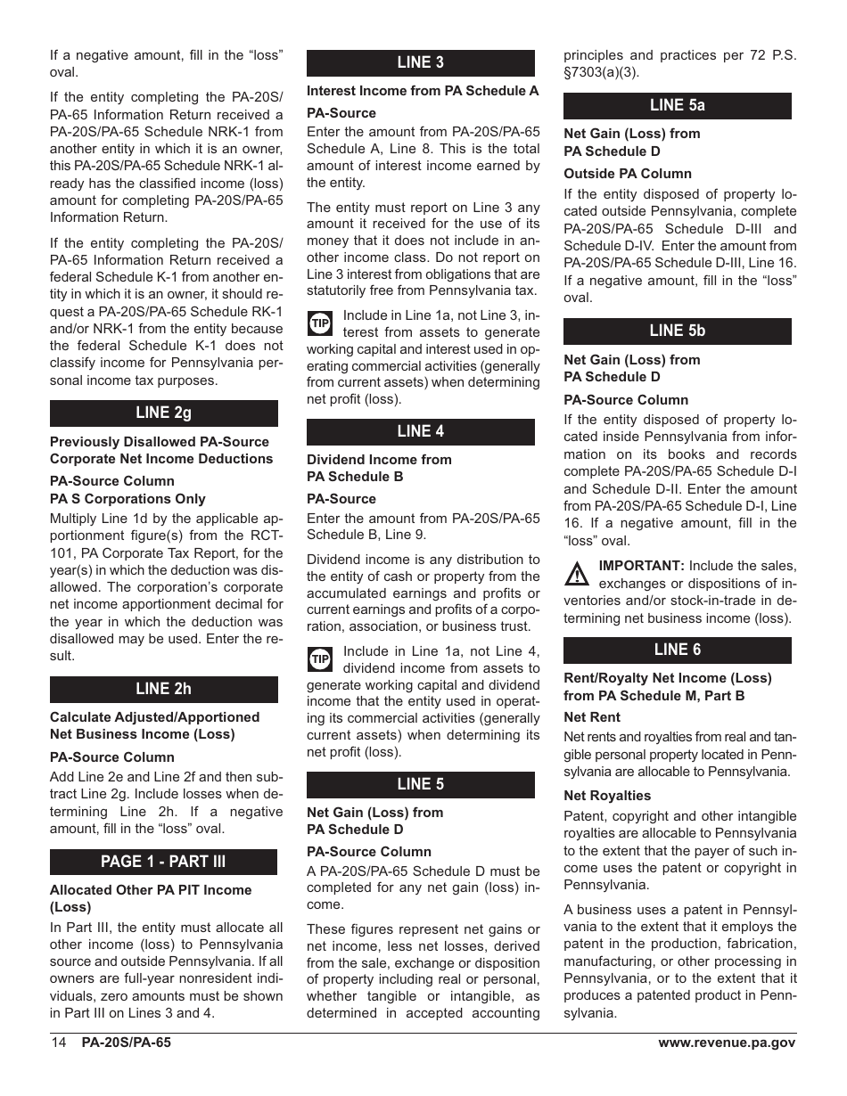 Form PA-20s / 65 Pa S Corporation / Partnership Information Return - Pennsylvania, Page 18