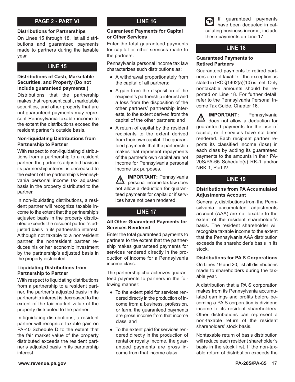 Form PA-20s / 65 Pa S Corporation / Partnership Information Return - Pennsylvania, Page 21