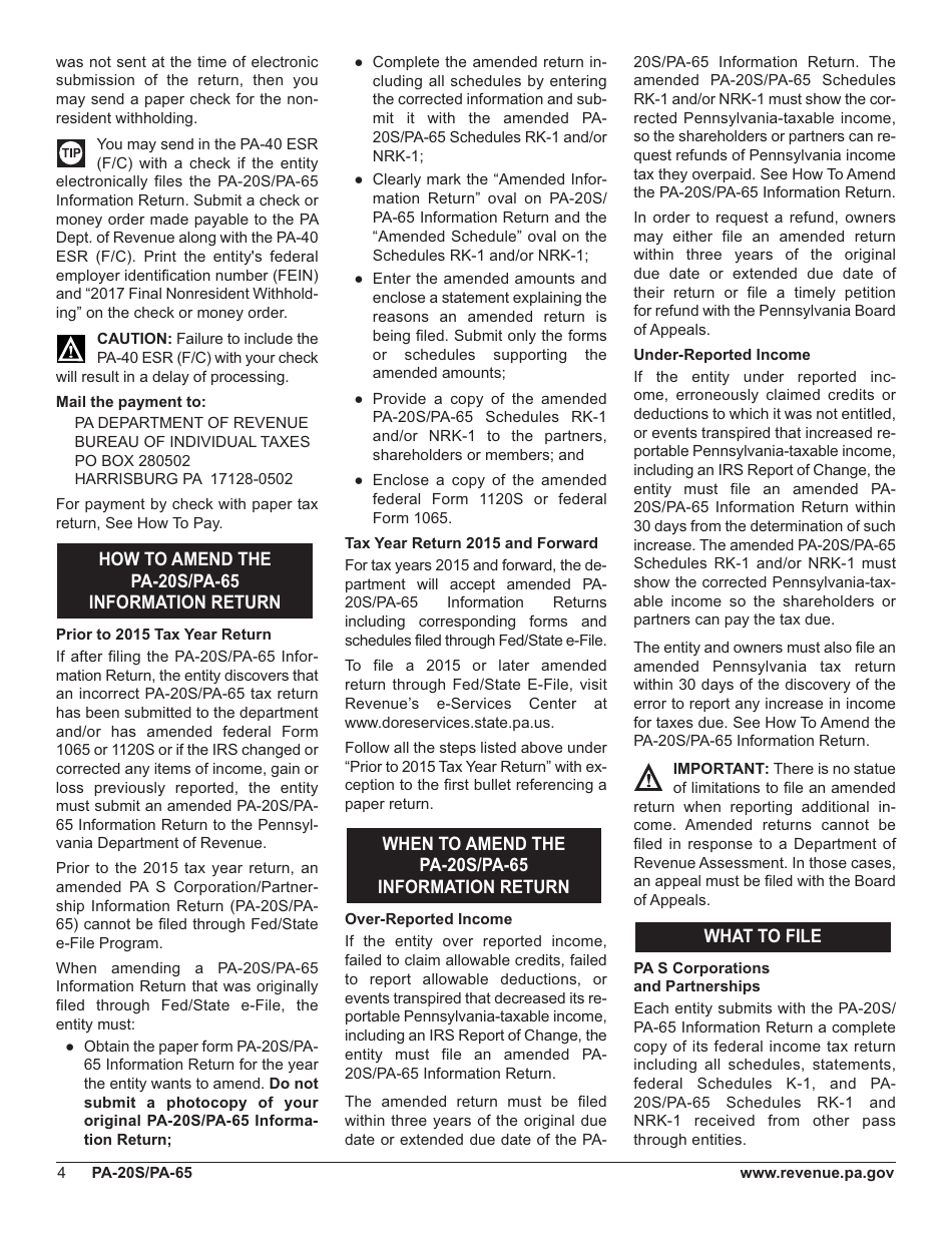 Form PA-20s / 65 Pa S Corporation / Partnership Information Return - Pennsylvania, Page 8