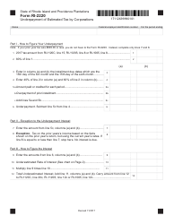 Form RI-2220 Underpayment of Estimated Tax by(corporations - Rhode Island