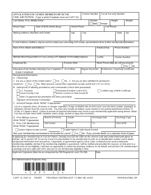 CAP Form 12 Printable Pdf