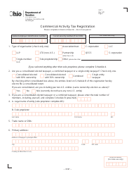 Form CAT1 Commercial Activity Tax Registration - Ohio
