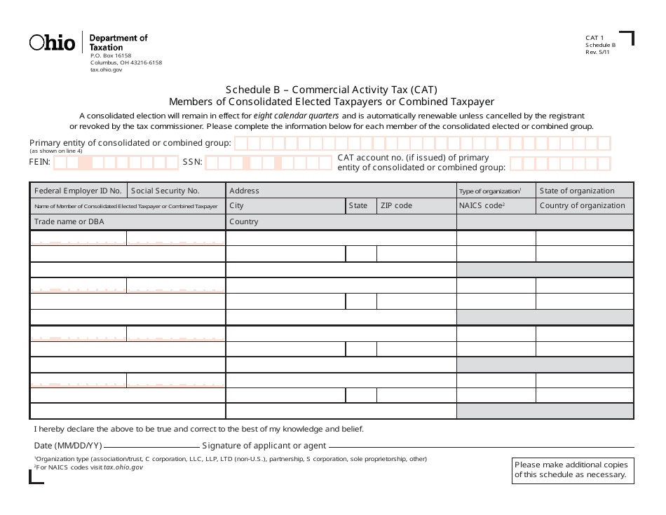Form CAT1 Commercial Activity Tax Registration - Ohio, Page 4