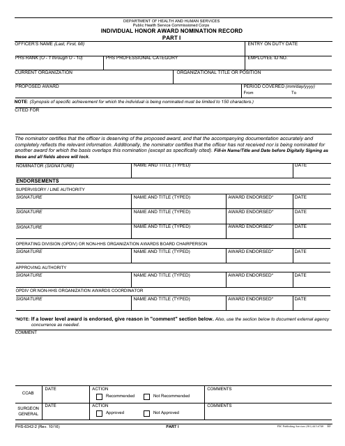 Form PHS-6342-2  Printable Pdf
