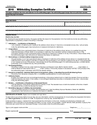 Form 590 &quot;Withholding Exemption Certificate&quot; - California, 2018