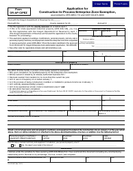 Form OR-AP-CIPEZ Application for Construction-In-process Enterprise Zone Exemption - Oregon