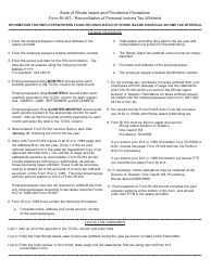 Instructions for Form RI-W3 &quot;Reconciliation of Rhode Island Individual Income Tax Withheld&quot; - Rhode Island