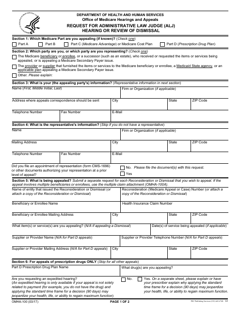 Form OMHA-100  Printable Pdf