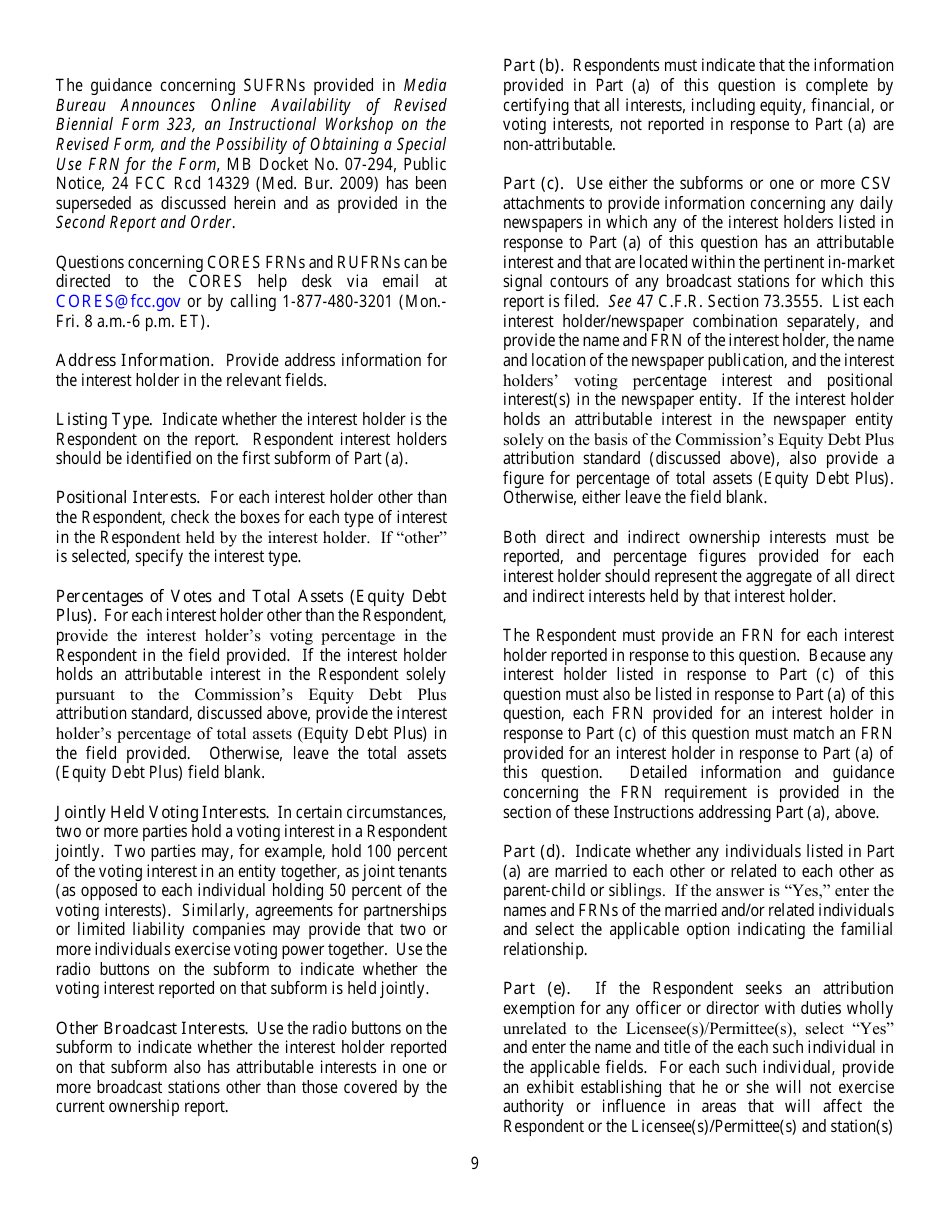 FCC Form 323 Ownership Report for Commercial Broadcast Stations, Page 9