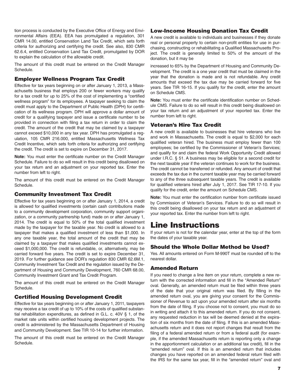 Instructions for Form M-990T Unrelated Business Income Tax Return - Massachusetts, Page 7