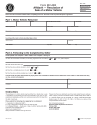 Form MV-AB2 Affidavit - Rescission of Sale of a Motor Vehicle - Massachusetts