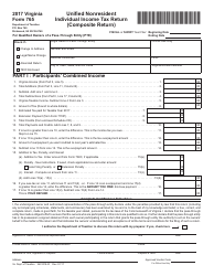 Document preview: Form 765 Unified Nonresident Individual Income Tax Return (Composite Return) - Virginia