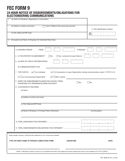FEC Form 9  Printable Pdf