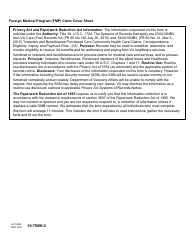 VA Form 10-7959f-2 Foreign Medical Program (FMP) Claim Cover Sheet, Page 2