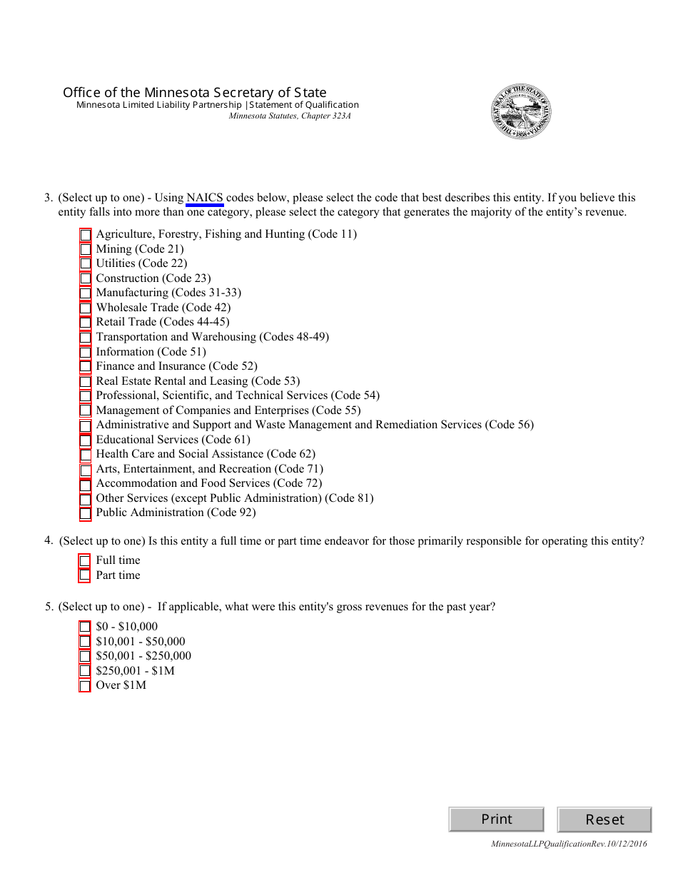 Minnesota Limited Liability Partnership Statement of Qualification - Minnesota, Page 3