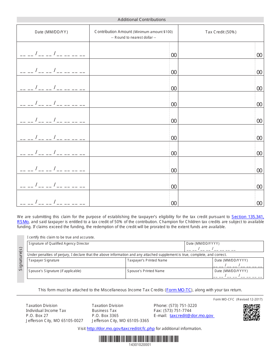 Form MO-CFC Champion for Children Tax Credit - Missouri, Page 2