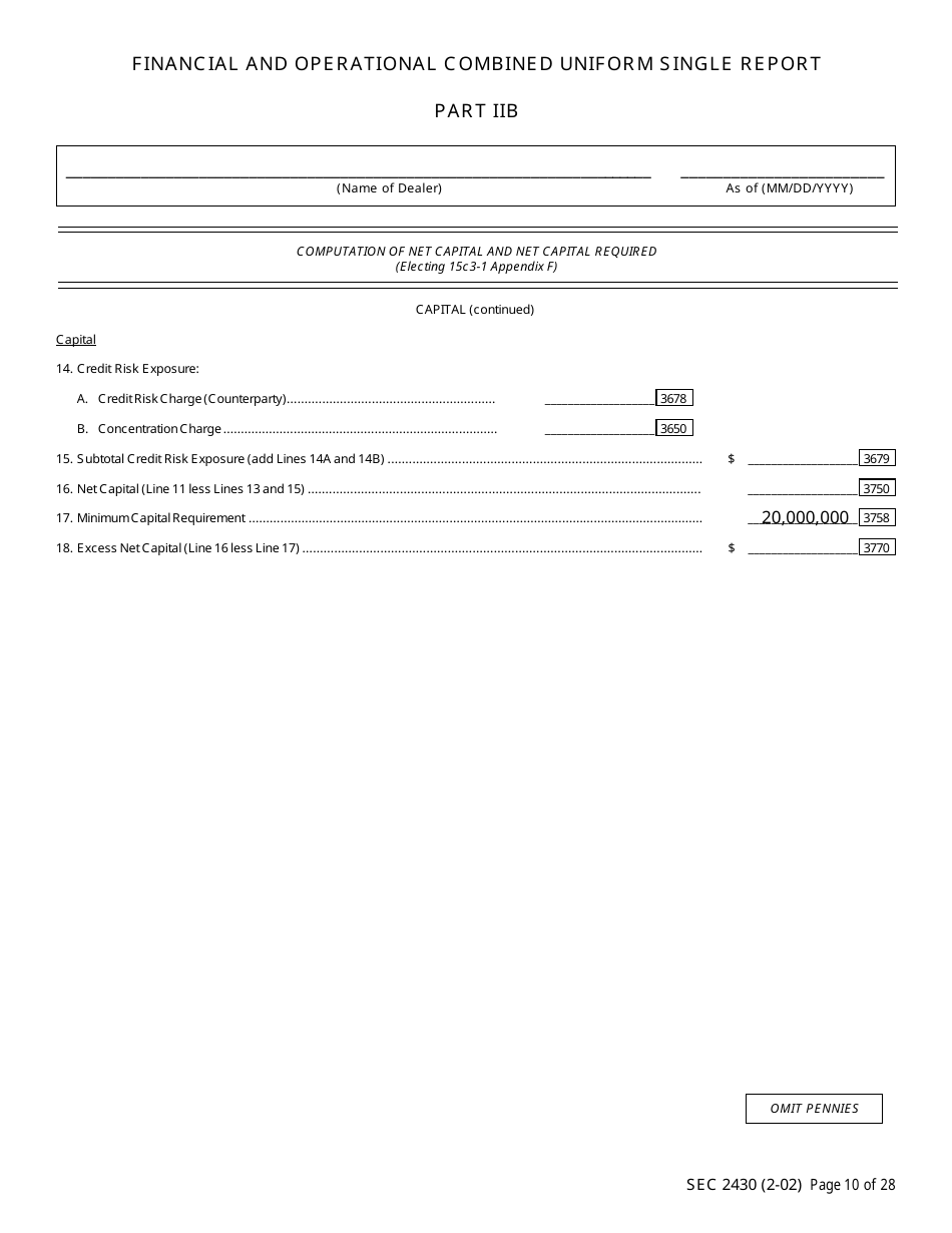 SEC Form 2430 (X-17A-5) Part IIB Focus Report, OTC Derivatives Dealer, Page 10