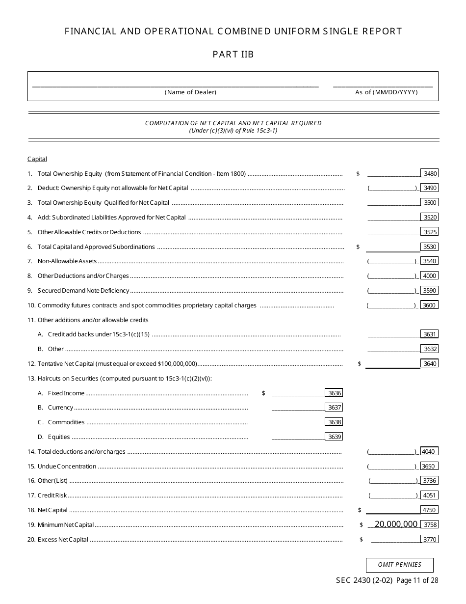 SEC Form 2430 (X-17A-5) Part IIB Focus Report, OTC Derivatives Dealer, Page 11