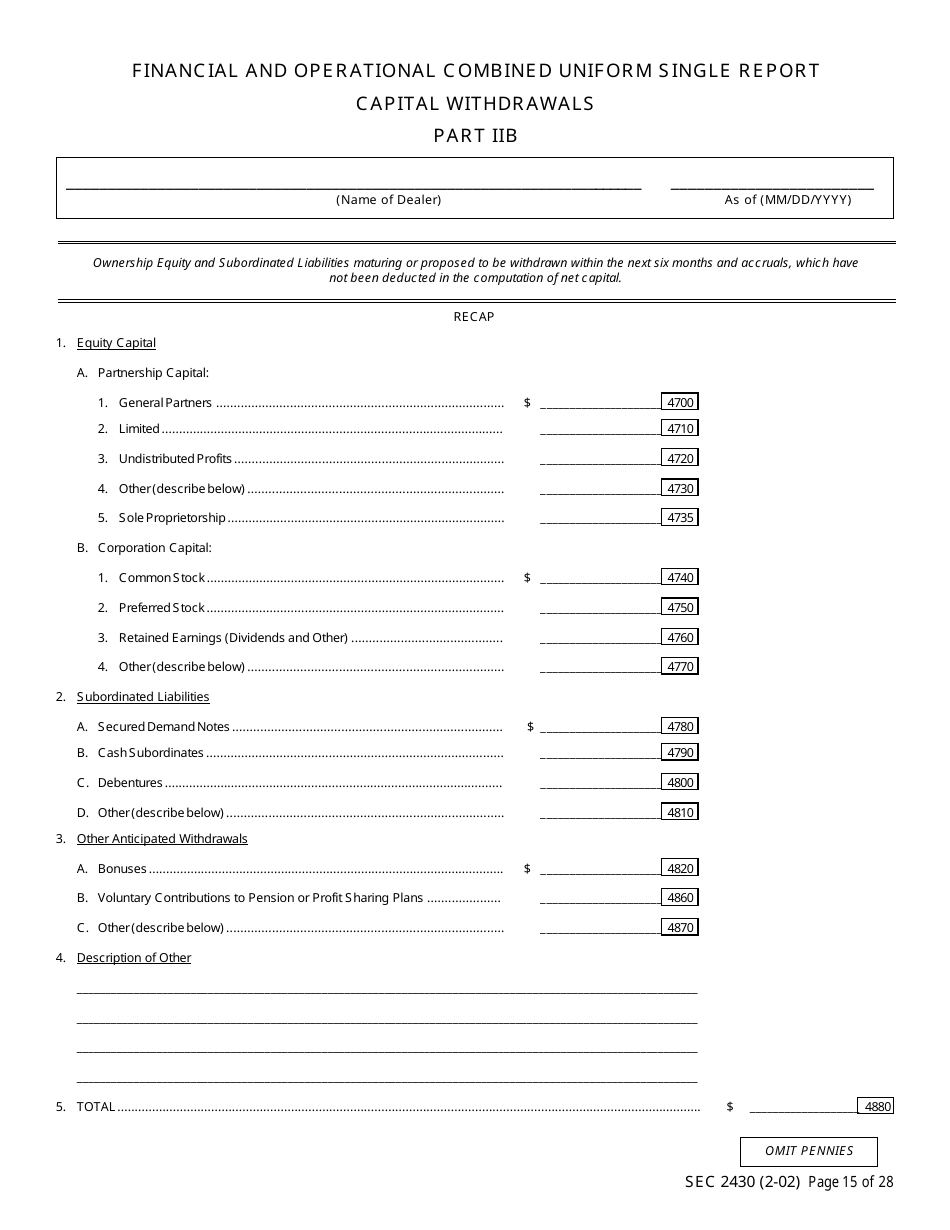 SEC Form 2430 (X-17A-5) Part IIB Focus Report, OTC Derivatives Dealer, Page 15