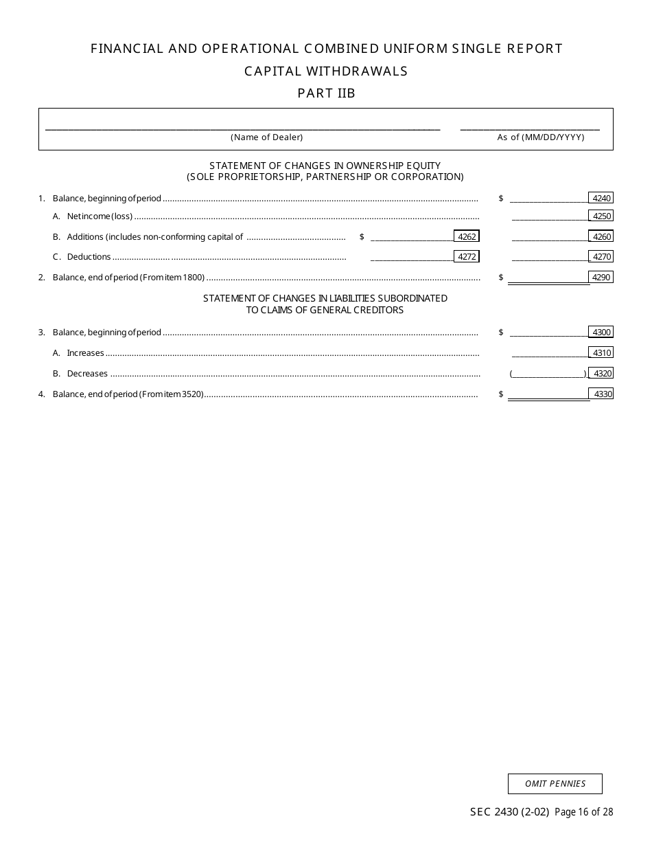 SEC Form 2430 (X-17A-5) Part IIB Focus Report, OTC Derivatives Dealer, Page 16
