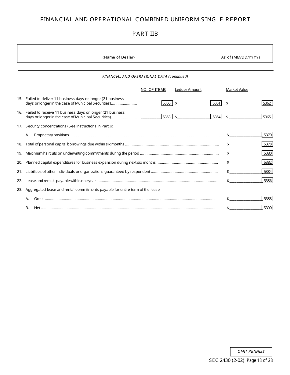 SEC Form 2430 (X-17A-5) Part IIB Focus Report, OTC Derivatives Dealer, Page 18