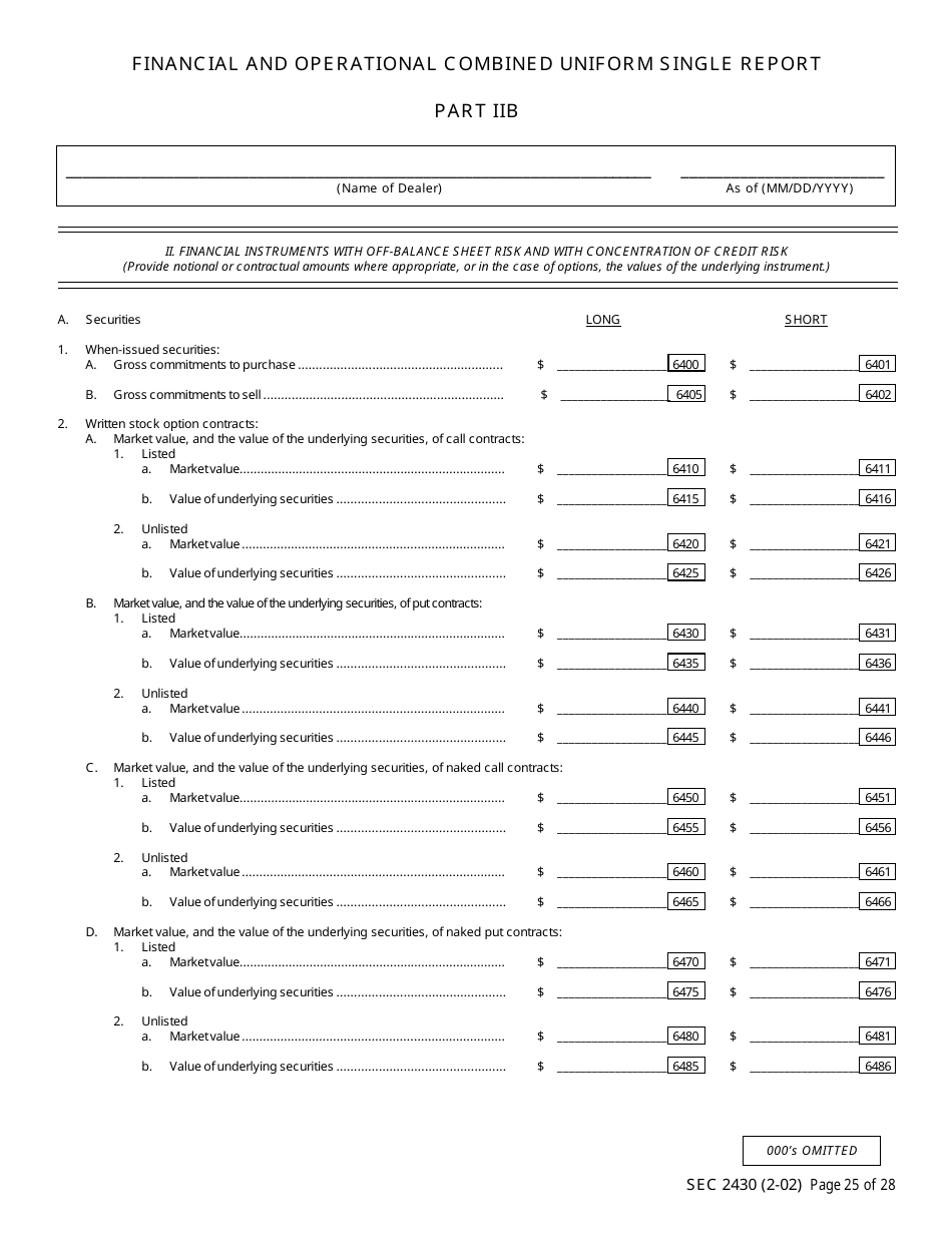 SEC Form 2430 (X-17A-5) Part IIB Focus Report, OTC Derivatives Dealer, Page 25