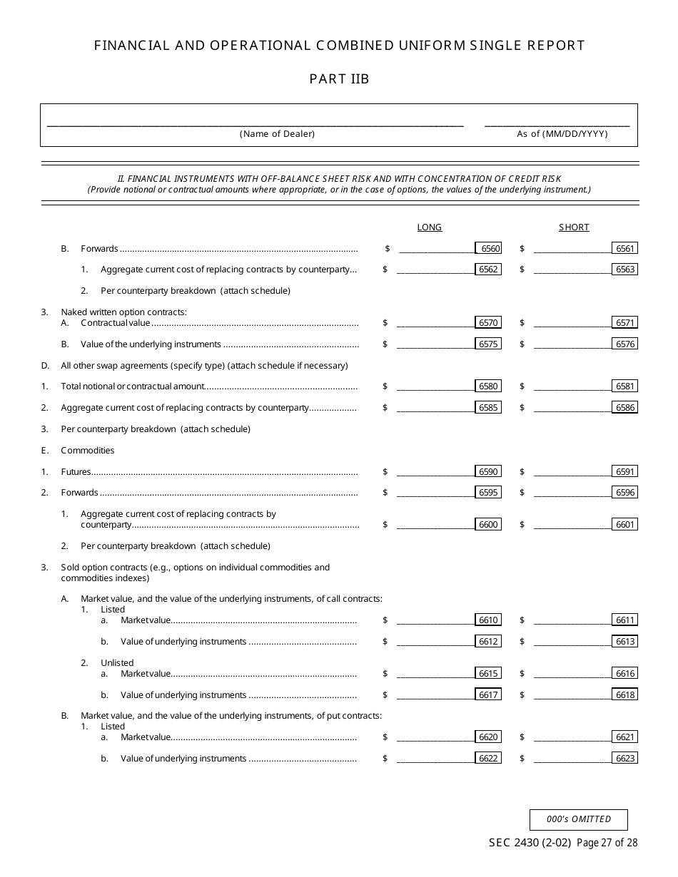 SEC Form 2430 (X-17A-5) Part IIB Focus Report, OTC Derivatives Dealer, Page 27