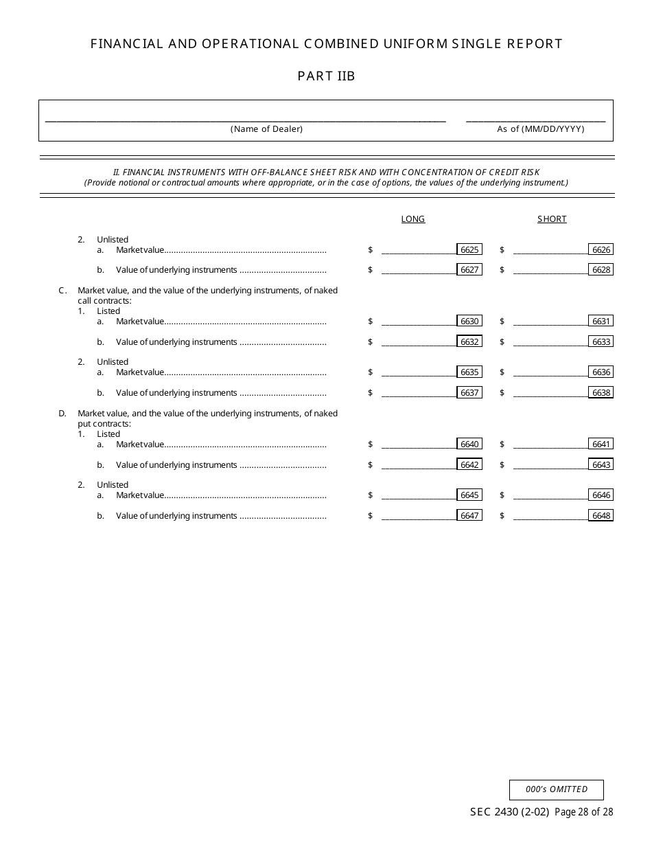 SEC Form 2430 (X-17A-5) Part IIB Focus Report, OTC Derivatives Dealer, Page 28