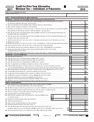Document preview: Form FTB3510 Credit for Prior Year Alternative Minimum Tax '" Individuals or Fiduciaries - California