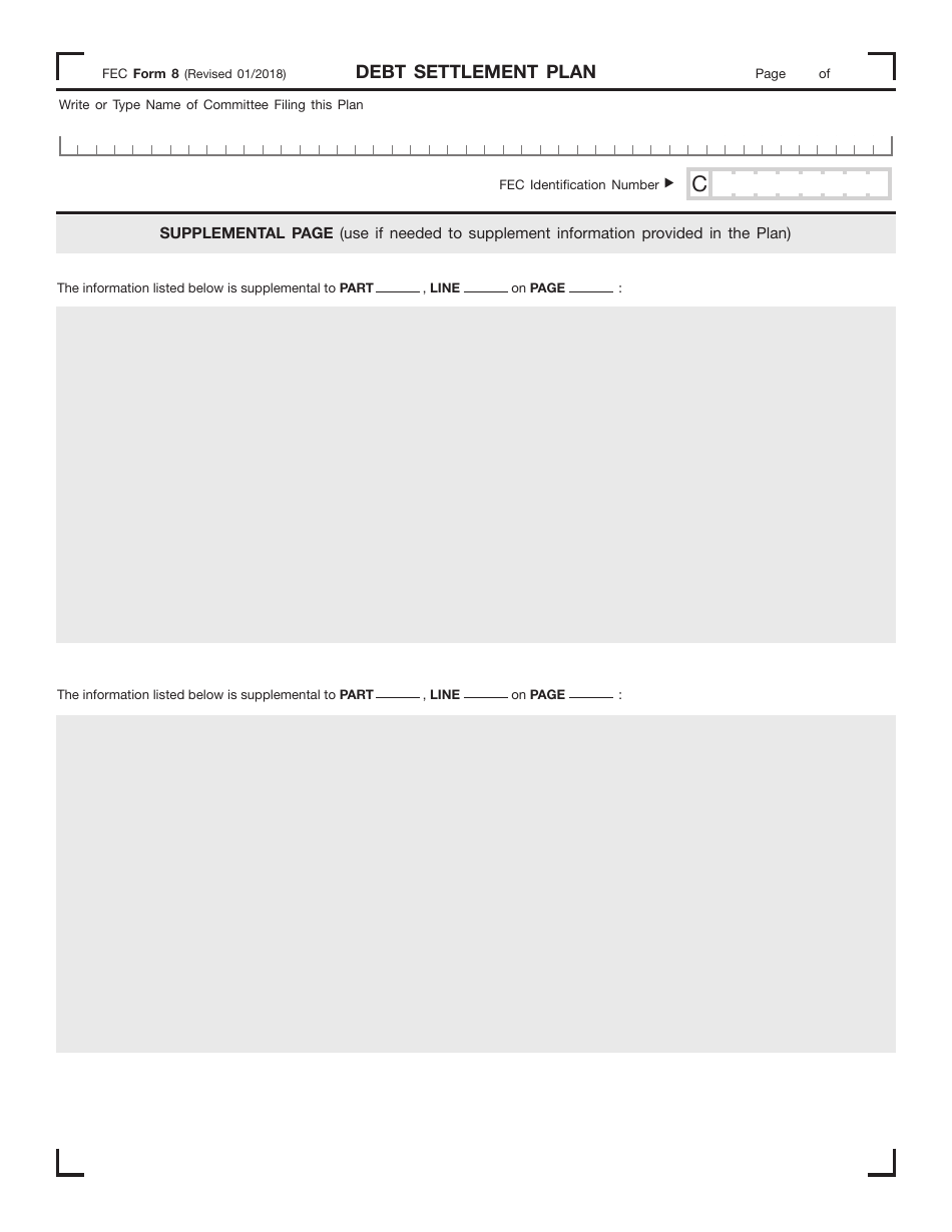 FEC Form 8 Debt Settlement Plan, Page 7