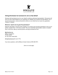 Document preview: Form YY Authorized Representative Form - Mnsure - Minnesota