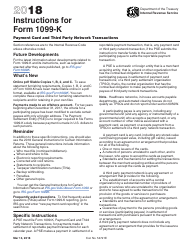 Instructions for IRS Form 1099-K Payment Card and Third Party Network Transactions