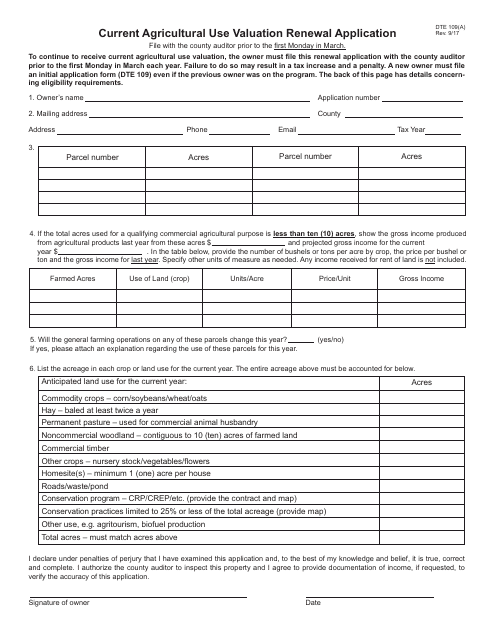 Form DTE109(A)  Printable Pdf
