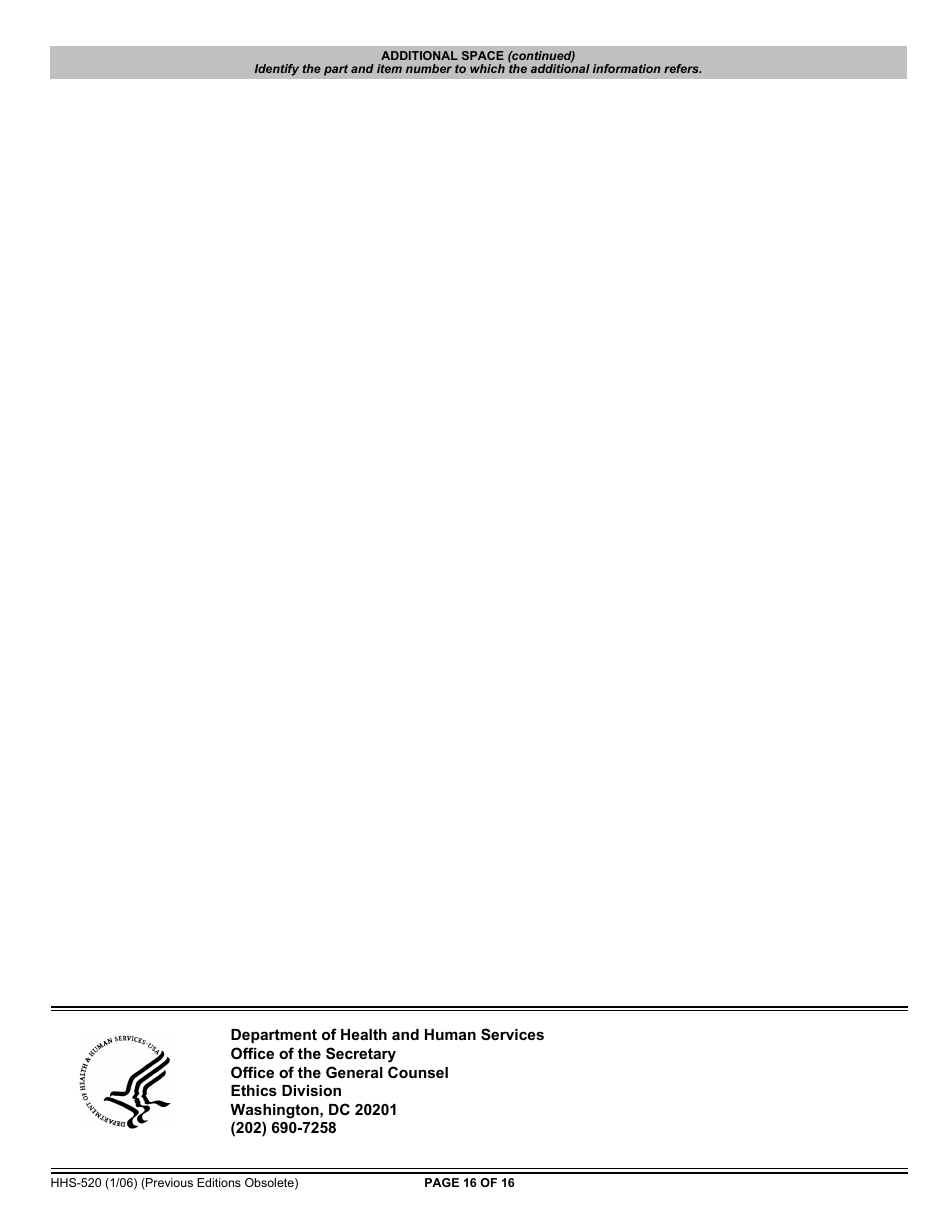 Form HHS-520 Request for Approval of Outside Activity, Page 16