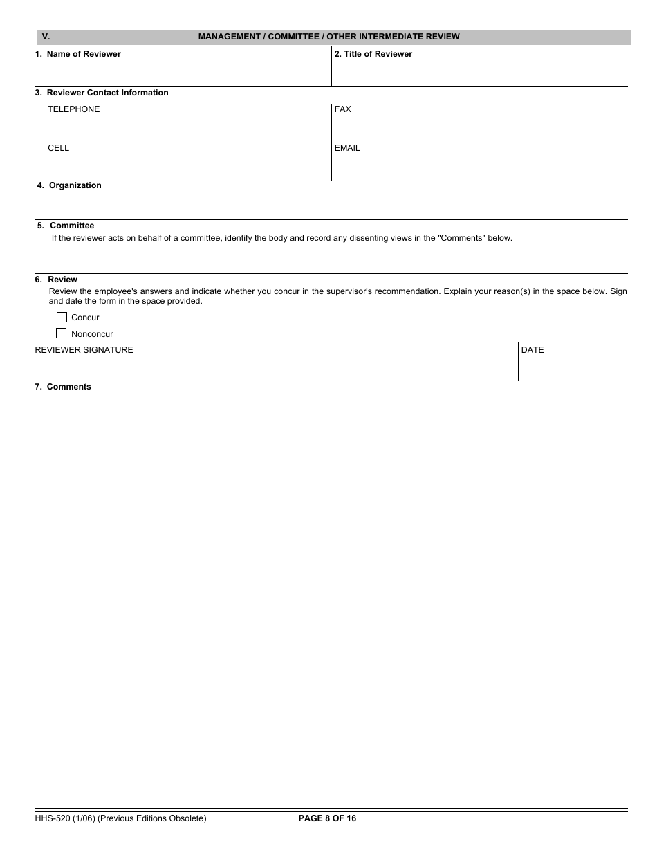 Form HHS-520 Request for Approval of Outside Activity, Page 8