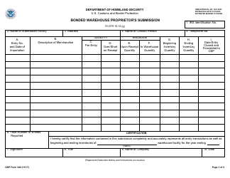 CBP Form 300 Bonded Warehouse Proprietor&#039;s Submission
