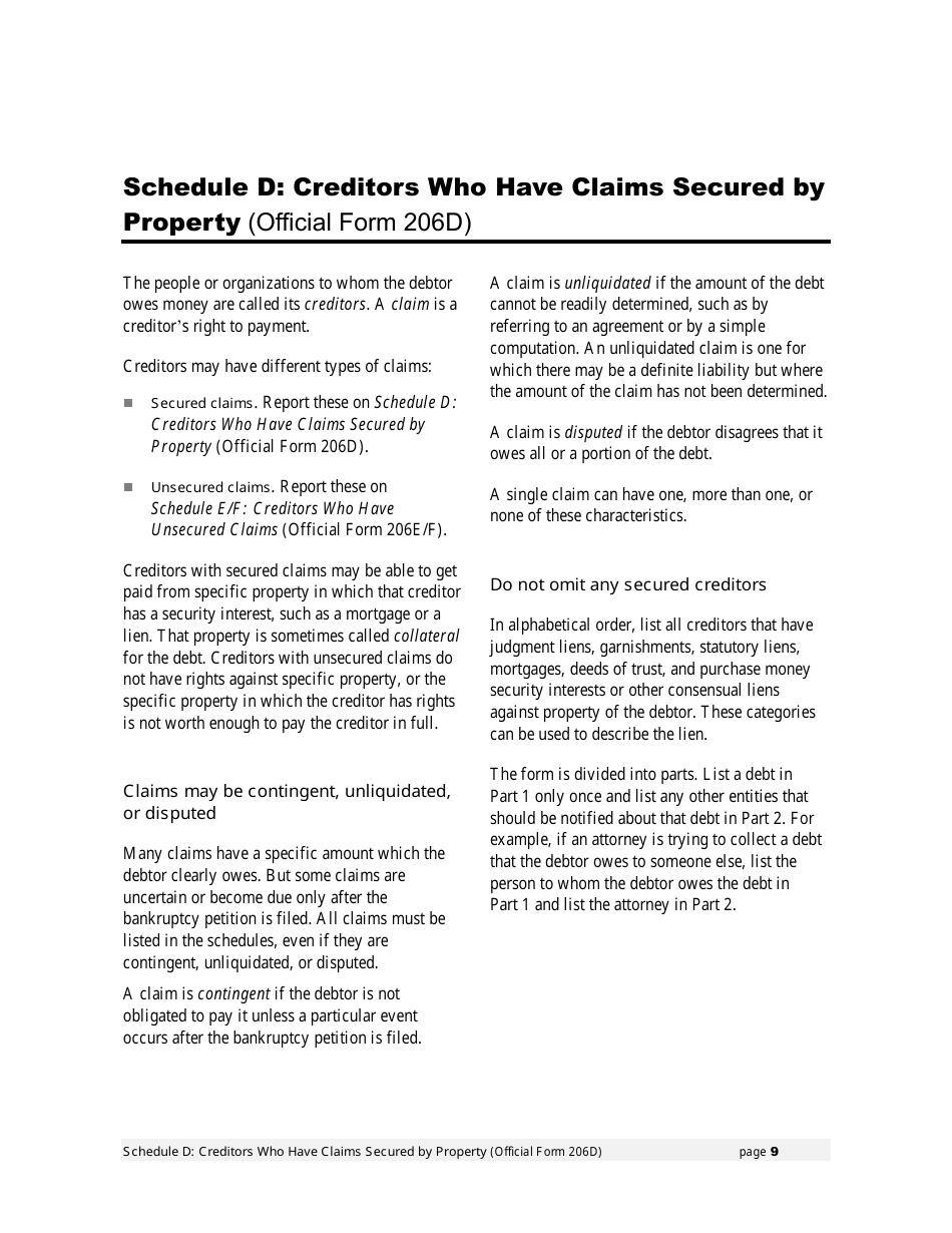 Instructions for Bankruptcy Forms for Non-individuals, Page 10