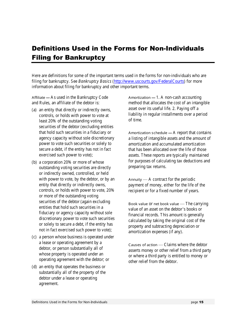Instructions for Bankruptcy Forms for Non-individuals, Page 16