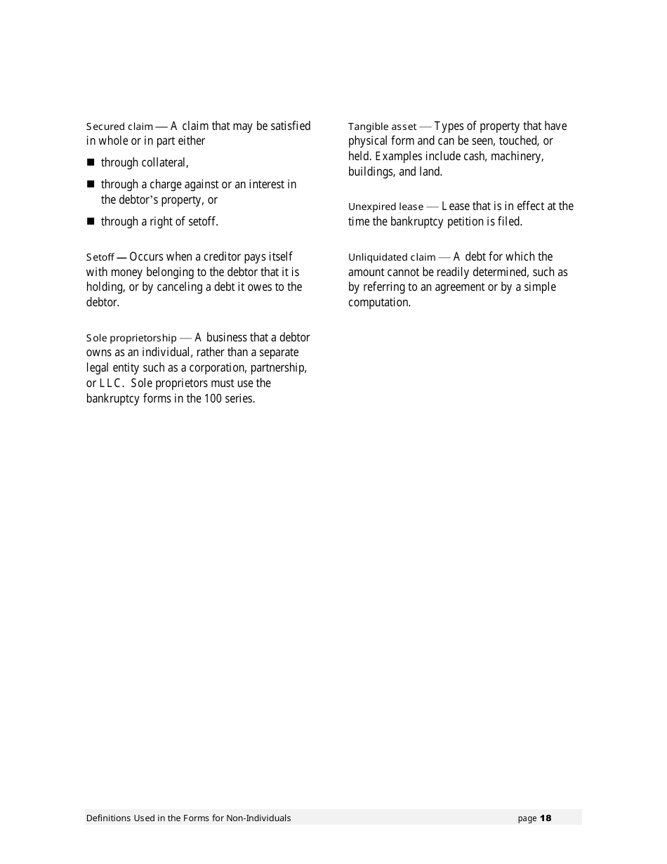 Instructions for Bankruptcy Forms for Non-individuals, Page 19