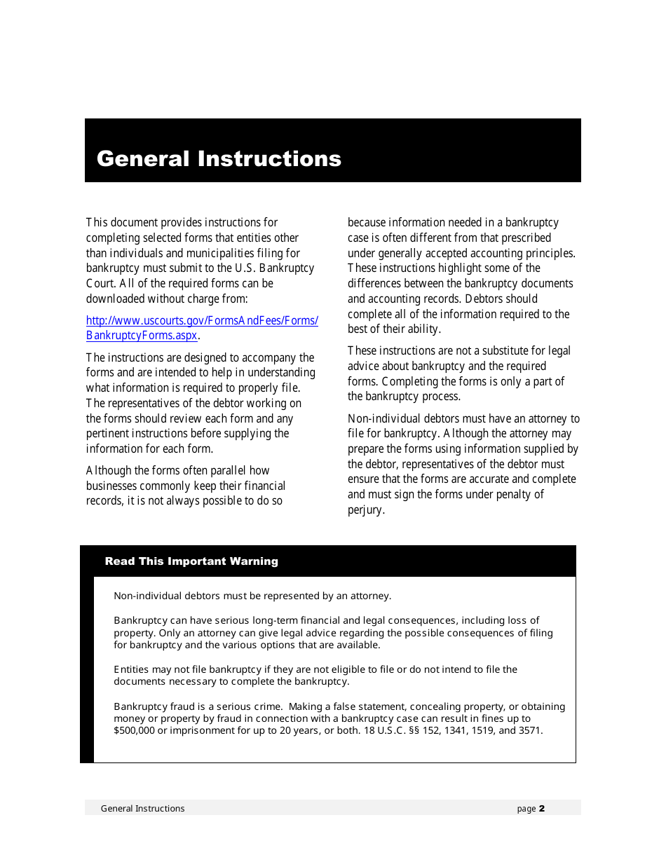 Instructions for Bankruptcy Forms for Non-individuals, Page 3